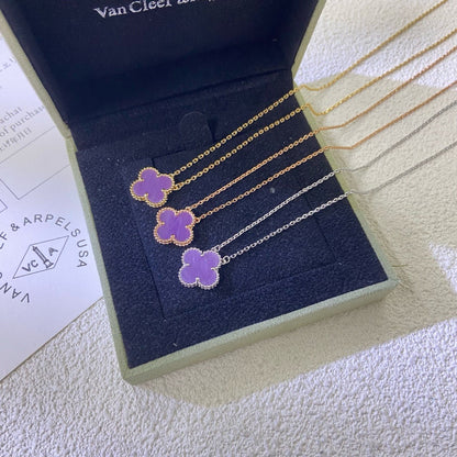 [⭐Hesperis Jewelry Jewelry]CLOVER 15MM  PURPLE VIOLET NECKLACE