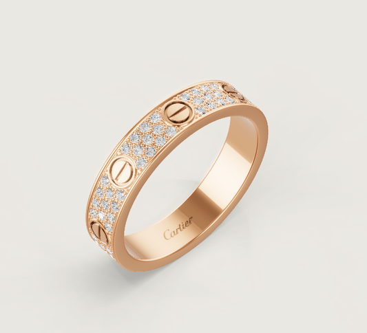 [⭐Hesperis Jewelry]LOVE RING 4mm-wide full-diamond ring Rose Gold