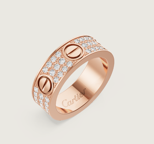 [⭐Hesperis Jewelry]LOVE RING 6.5mm-wide full-diamond ring Rose Gold
