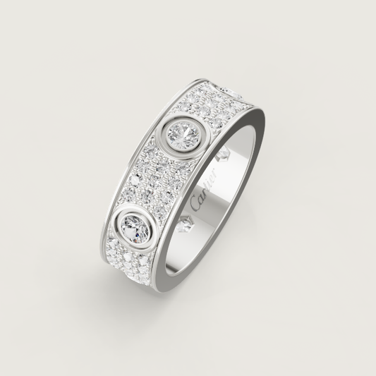 [⭐Hesperis Jewelry]LOVE RING 6.5MM Full Diamond, 6 Major Diamonds Silver