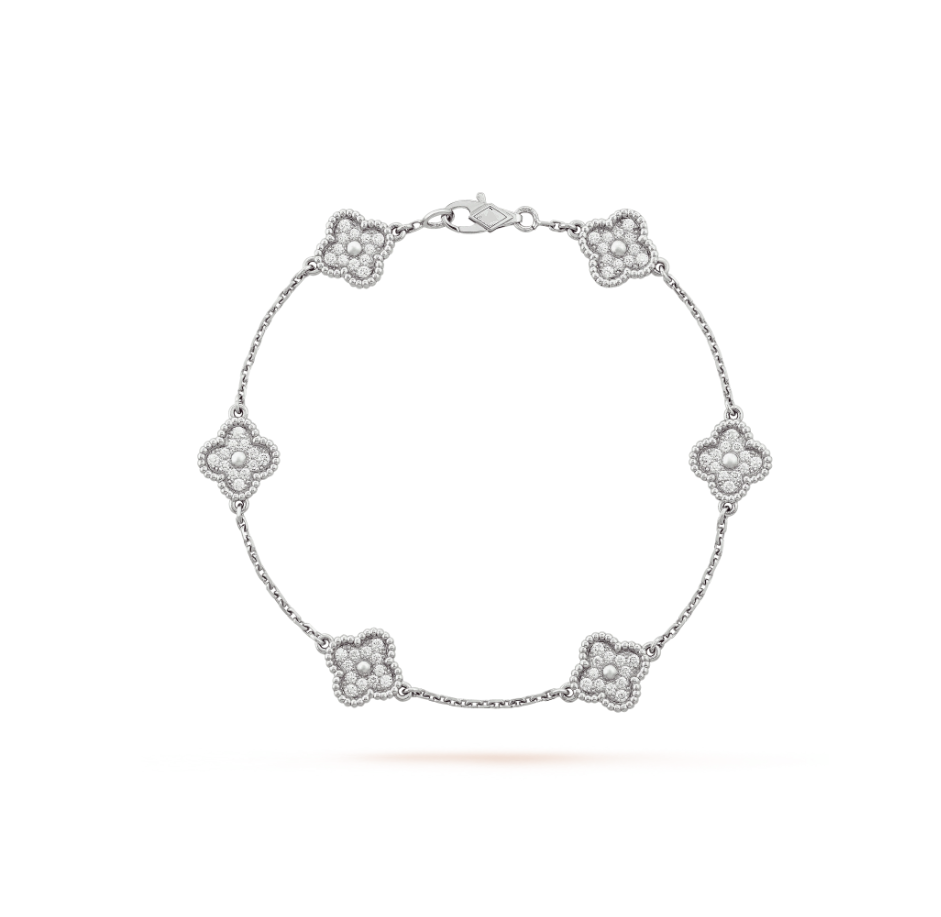 [⭐Hesperis Jewelry]CLOVER 6 MOTIF SILVER DIAMOND BRACELET