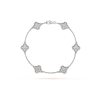 [⭐Hesperis Jewelry]CLOVER 6 MOTIF SILVER DIAMOND BRACELET