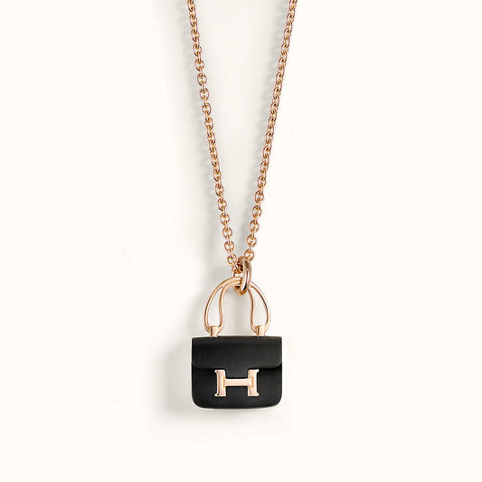 [⭐Hesperis Jewelry]CONSTANCE BLACK PEDANT PINK GOLD NECKLACE