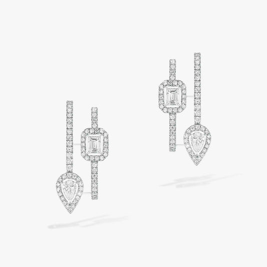 [⭐Hesperis Jewelry]CREOLES MY TWIN 2 RANGS SILVER DIAMOND EARRINGS