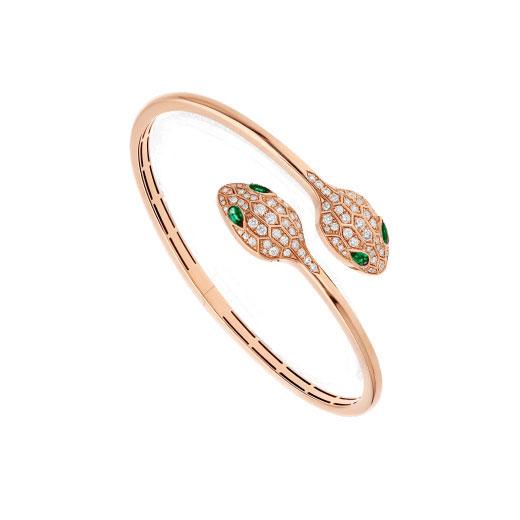 [⭐Hesperis Jewelry]SERPENTI BRACELET PINK GOLD MALACHITE DIAMOND DOUBLE SNAKE