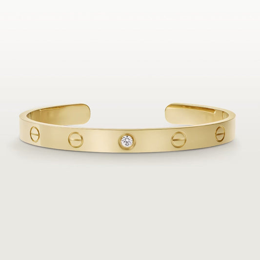 [⭐Hesperis Jewelry]LOVE BRACELET 6.1MM 1 DIAMOND OPEN CUFF