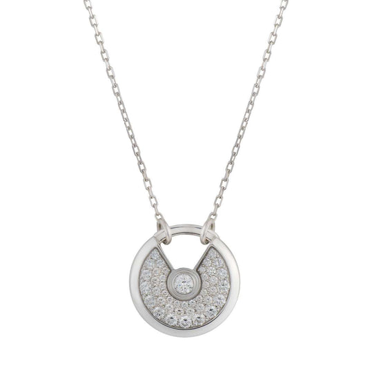 [⭐Hesperis Jewelry]AMULETTE SILVER FULL DIAMOND NECKLACE