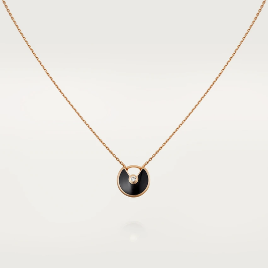 [⭐Hesperis Jewelry]AMULETTE ROSE GOLD ONYX NECKLACE