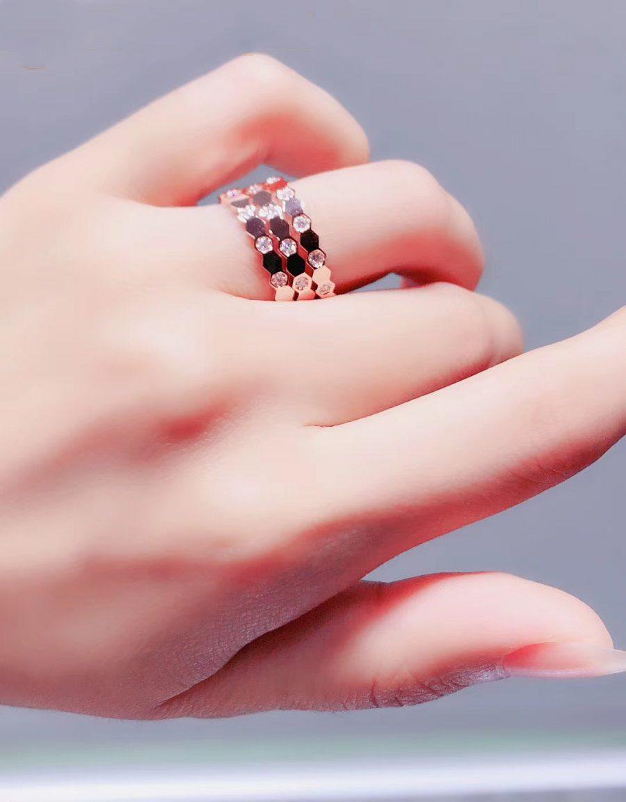 [⭐Hesperis Jewelry]BEE LOVE RING PINK GOLD DIAMOND