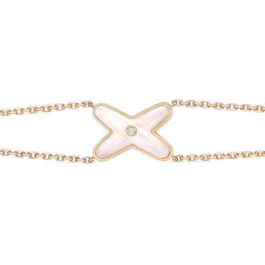 [⭐Hesperis Jewelry]JEUX BRACELET WHITE MOP PINK GOLD 1 DIAMOND