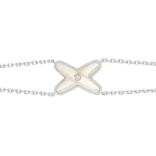 [⭐Hesperis Jewelry]JEUX BRACELET WHITE MOP SILVER 1 DIAMOND