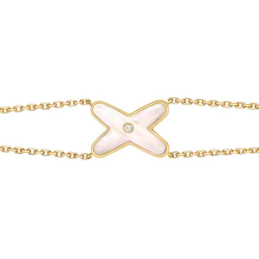 [⭐Hesperis Jewelry]JEUX BRACELET WHITE MOP GOLD 1 DIAMOND