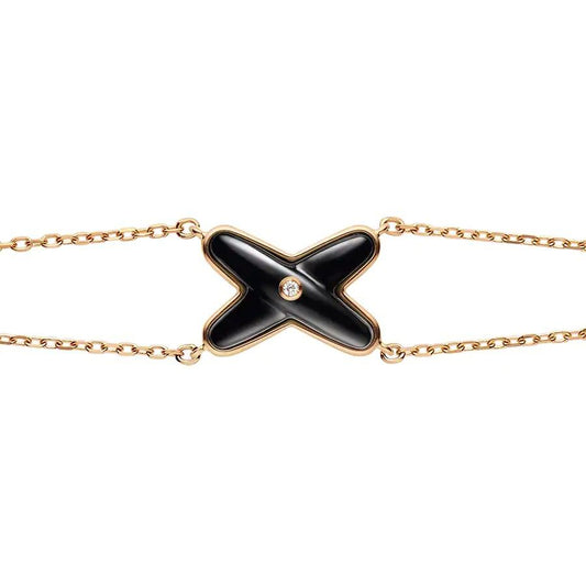 [⭐Hesperis Jewelry]JEUX BRACELET ONYX PINK GOLD 1 DIAMOND