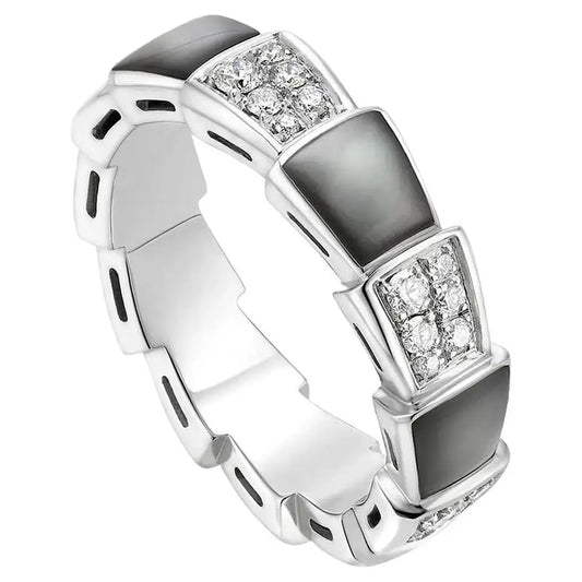 [⭐Hesperis Jewelry]SERPENTI RING SILVER DIAMOND BLACK MOP 4MM