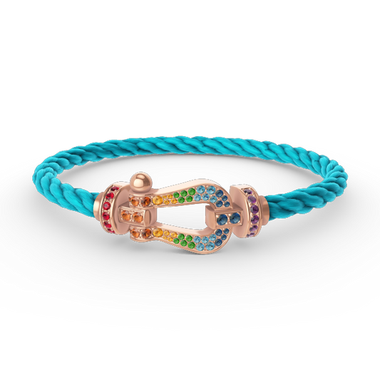 [⭐Hesperis Jewelry]FORCE LARGE HORSESHOE  COLORED DIAMOND BRACELET ROSE GOLD