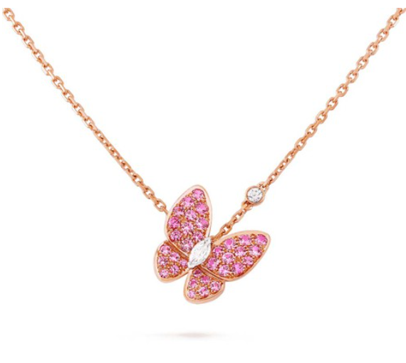 [⭐Hesperis Jewelry]BUTTERFLY RED DIAMOND ROSE GOLD NECKLACE