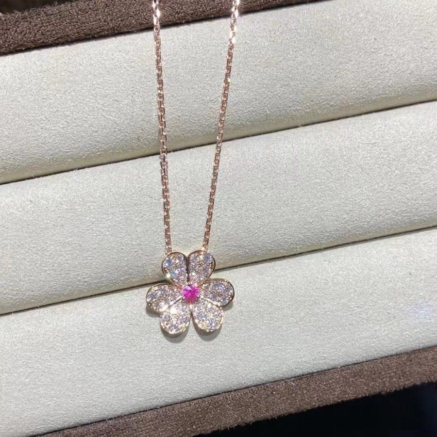 [⭐Hesperis Jewelry]FRIVOLE ROSE GOLD FLOWER DIAMOND NECKLACE