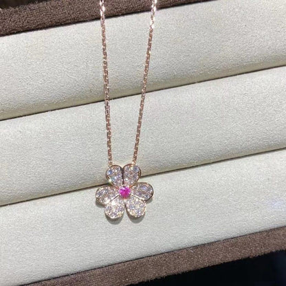 [⭐Hesperis Jewelry]FRIVOLE ROSE GOLD FLOWER DIAMOND NECKLACE