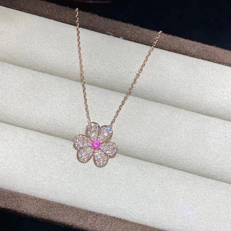 [⭐Hesperis Jewelry]FRIVOLE ROSE GOLD FLOWER DIAMOND NECKLACE