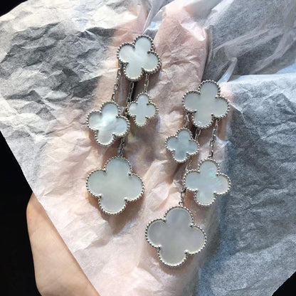 [⭐Hesperis Jewelry]CLOVER EARRINGS WHITE MOP 4 MOTIFS SILVER