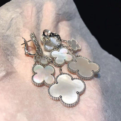 [⭐Hesperis Jewelry]CLOVER EARRINGS WHITE MOP 4 MOTIFS SILVER
