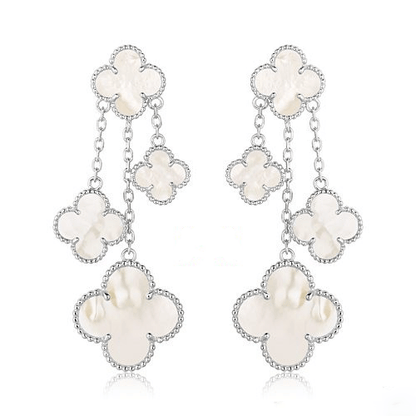 [⭐Hesperis Jewelry]CLOVER EARRINGS WHITE MOP 4 MOTIFS SILVER