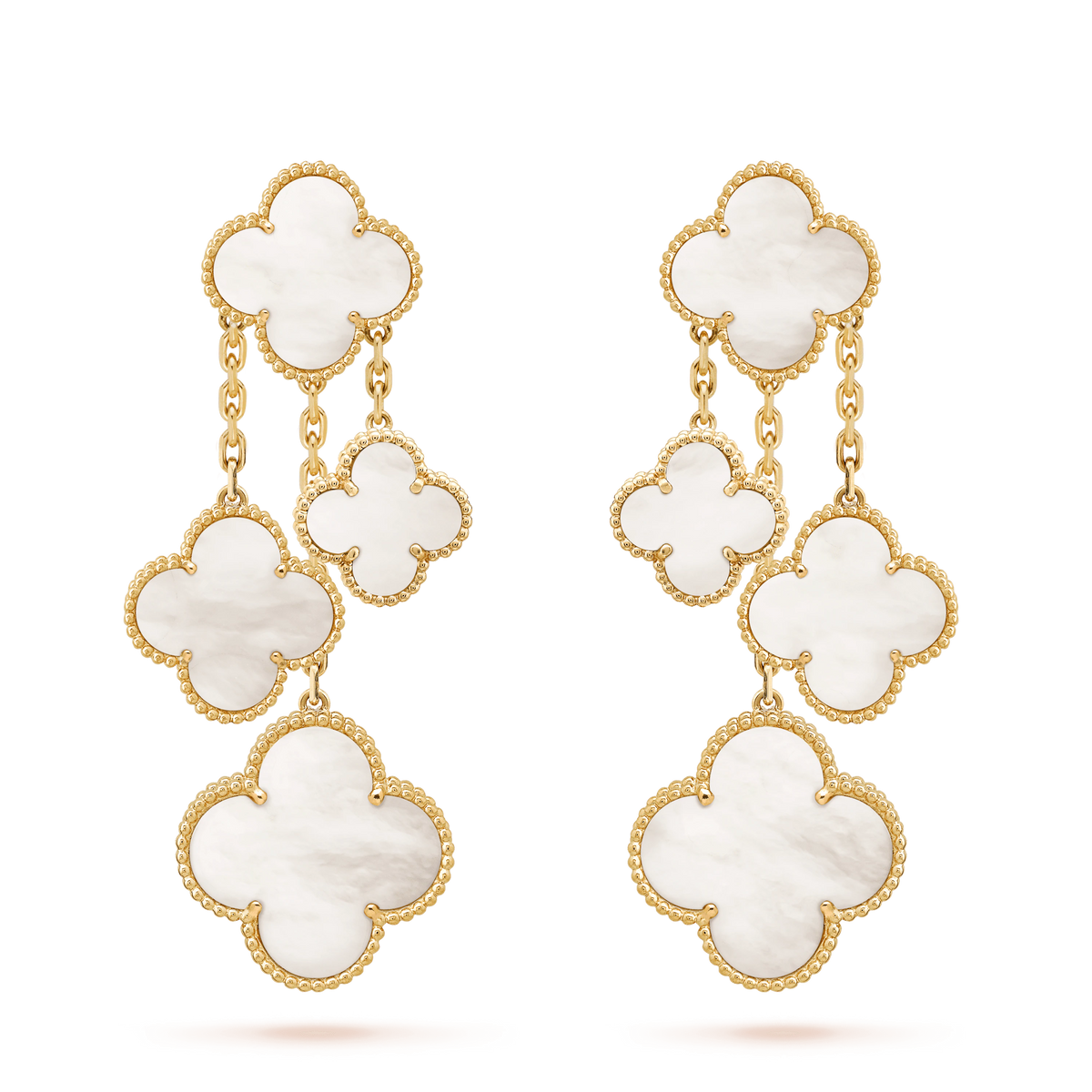 [⭐Hesperis Jewelry]CLOVER EARRINGS WHITE MOP 4 MOTIFS GOLD