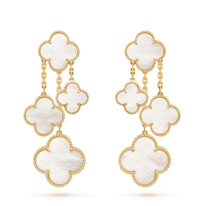 [⭐Hesperis Jewelry]CLOVER EARRINGS WHITE MOP 4 MOTIFS GOLD