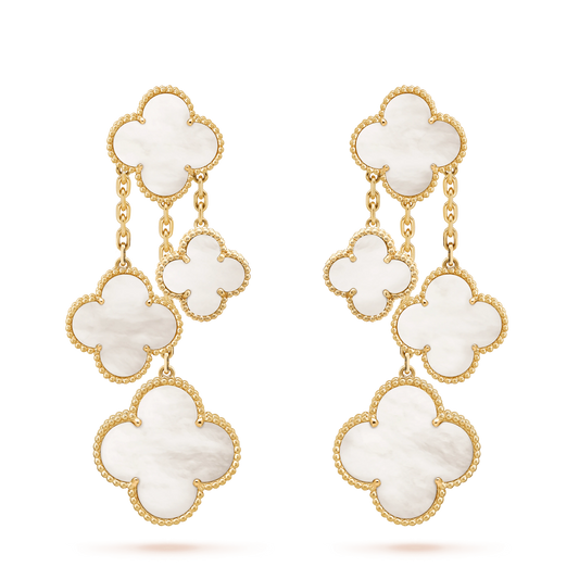 [⭐Hesperis Jewelry]CLOVER EARRINGS WHITE MOP 4 MOTIFS GOLD