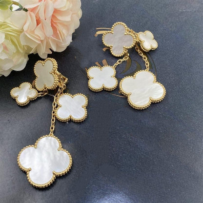 [⭐Hesperis Jewelry]CLOVER EARRINGS WHITE MOP 4 MOTIFS GOLD