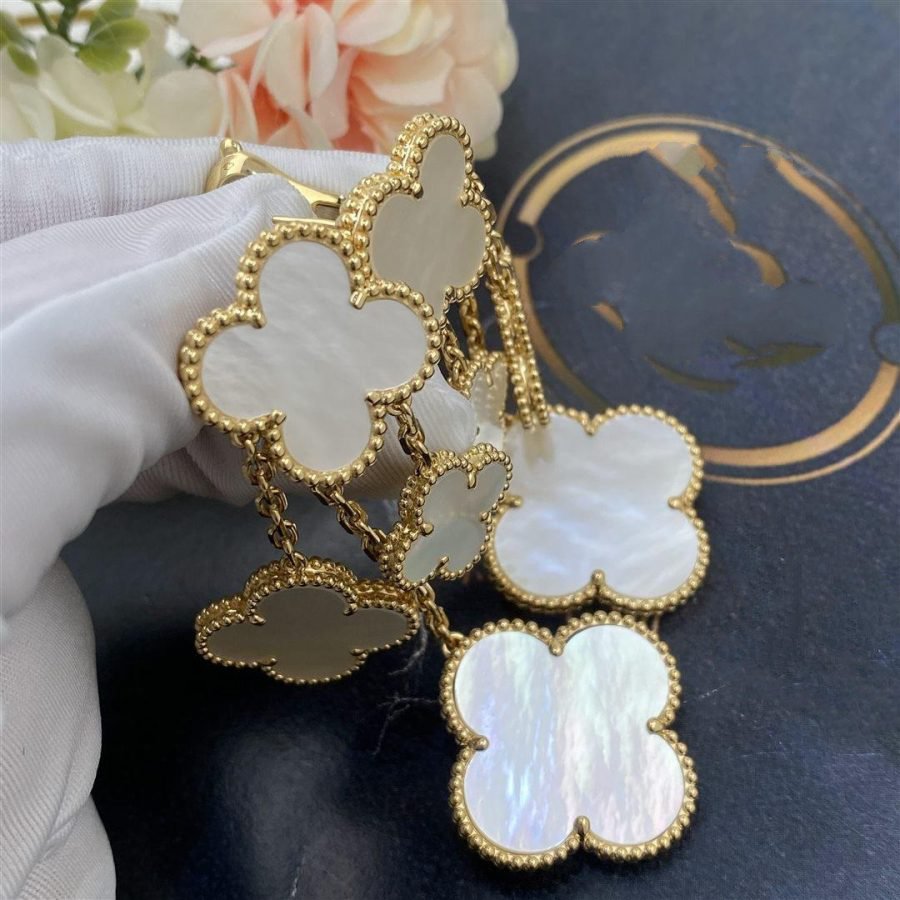 [⭐Hesperis Jewelry]CLOVER EARRINGS WHITE MOP 4 MOTIFS GOLD