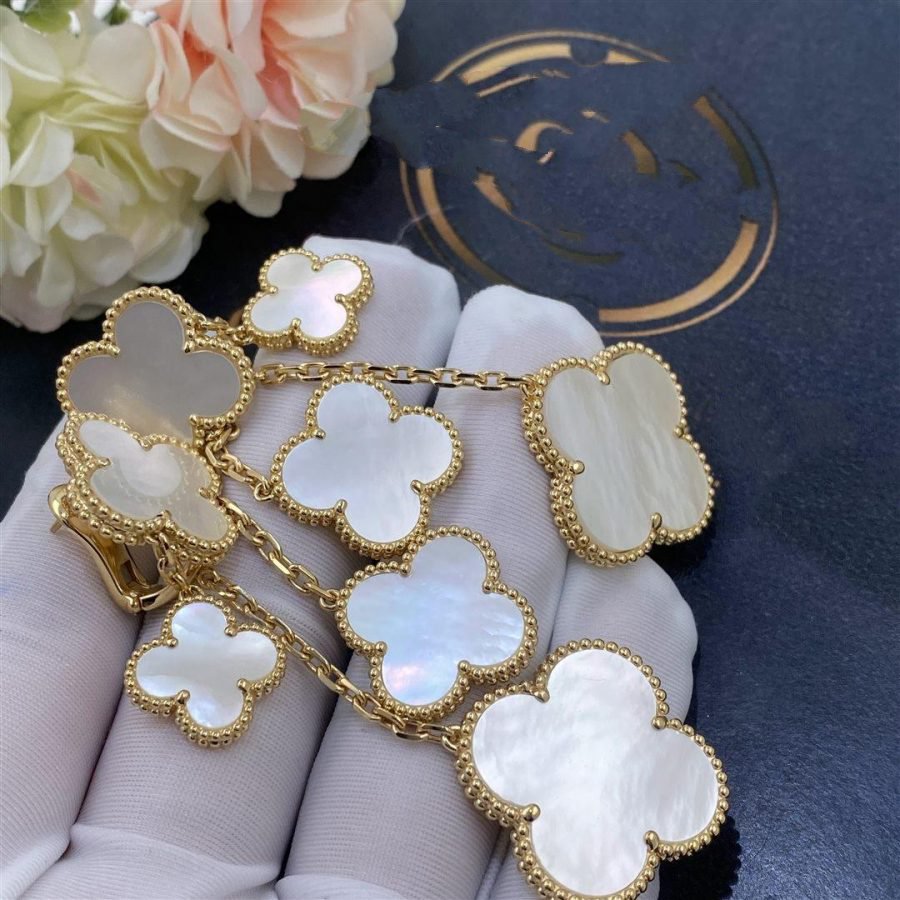 [⭐Hesperis Jewelry]CLOVER EARRINGS WHITE MOP 4 MOTIFS GOLD