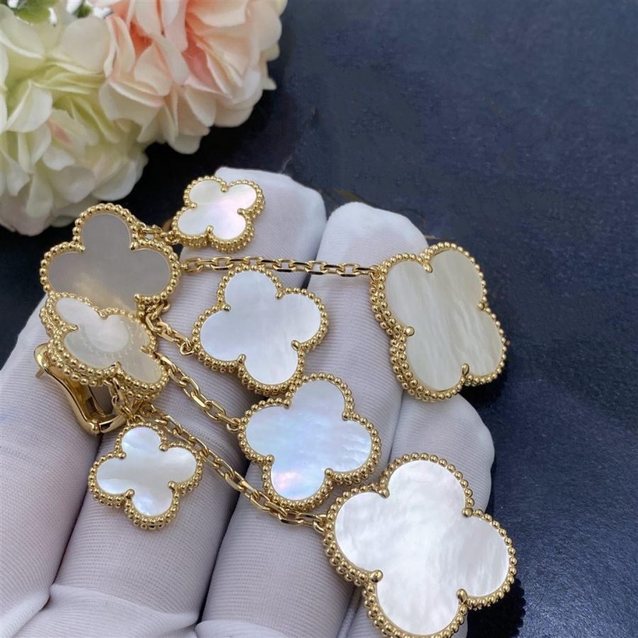 [⭐Hesperis Jewelry]CLOVER EARRINGS WHITE MOP 4 MOTIFS GOLD