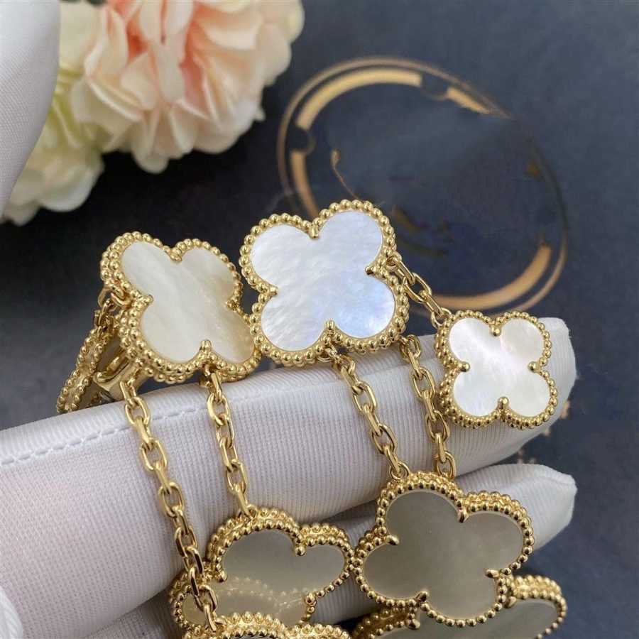 [⭐Hesperis Jewelry]CLOVER EARRINGS WHITE MOP 4 MOTIFS GOLD