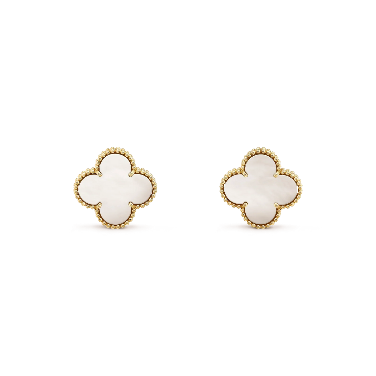 [⭐Hesperis Jewelry]CLOVER MEDIUM 1 MOTIFS  WHITE MOP STUD EARRINGS