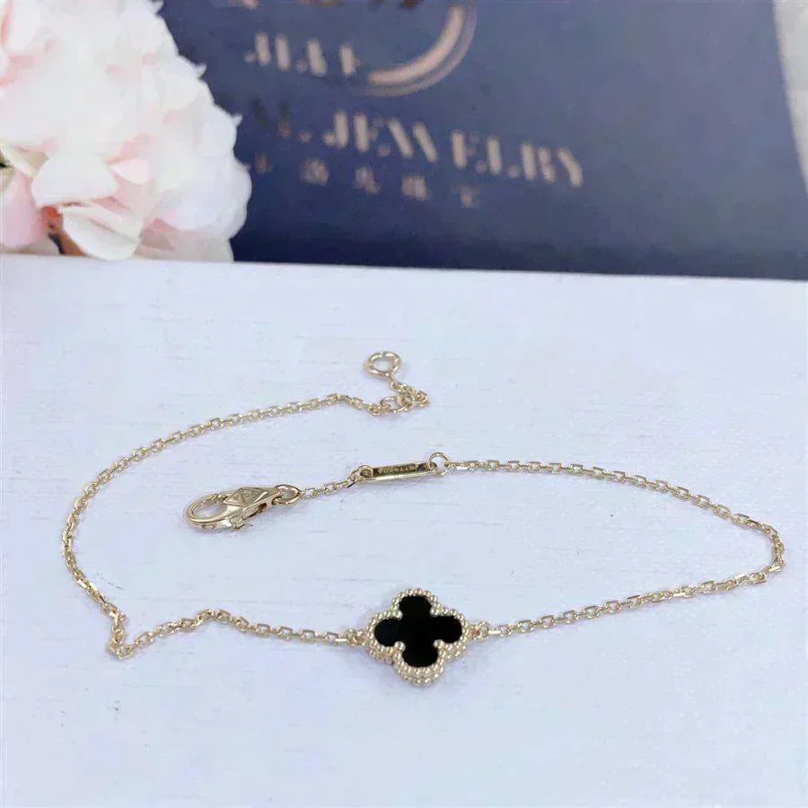 [⭐Hesperis Jewelry]CLOVER ONYX SINGLE FLOWER BRACELET