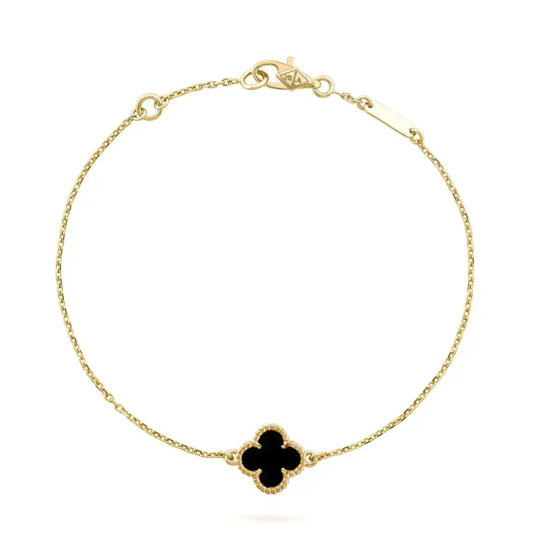 [⭐Hesperis Jewelry]CLOVER ONYX SINGLE FLOWER BRACELET