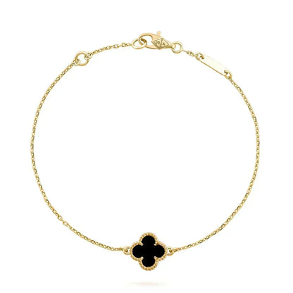 [⭐Hesperis Jewelry]CLOVER ONYX SINGLE FLOWER BRACELET