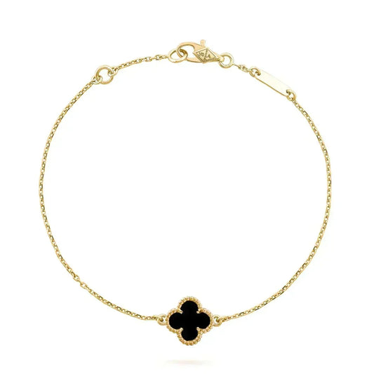 [⭐Hesperis Jewelry]CLOVER ONYX SINGLE FLOWER BRACELET