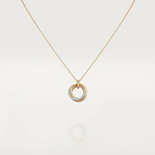 [⭐Hesperis Jewelry]TRINITY NECKLACE SILVER GOLD PINK GOLD DIAMONDS