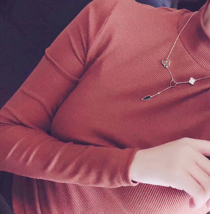 [⭐Hesperis Jewelry]LUCKY SPRING 4 MOTIFS ROSE GOLD NECKLACE