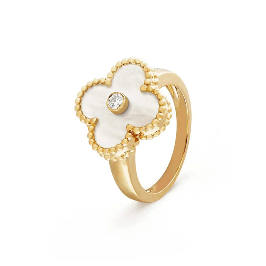[⭐Hesperis Jewelry]CLOVER PINK MOP RING GOLD DIAMOND